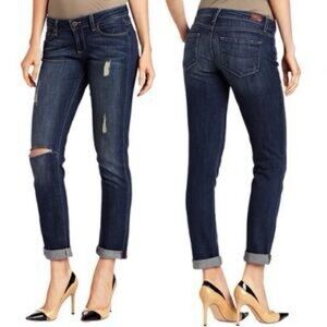 Paige Women's Dark Blue Distressed Jeans